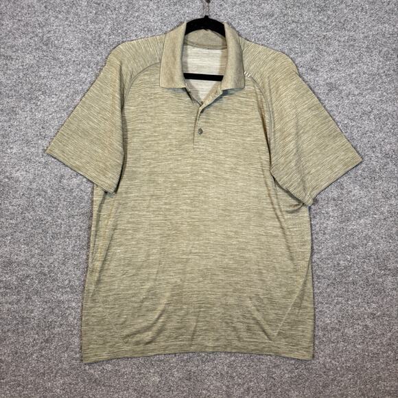 Lululemon Shirt Mens Medium Green Polo Short Sleeve Performance Stretch - Picture 2 of 9